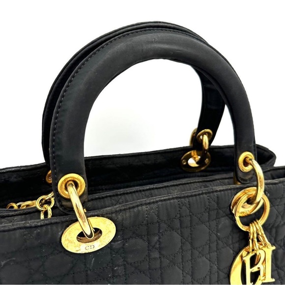 ❌SOLD❌Christian Dior Christian Dior Handbag Cannage Black Nylon Lady Dior - Picture 2 of 9